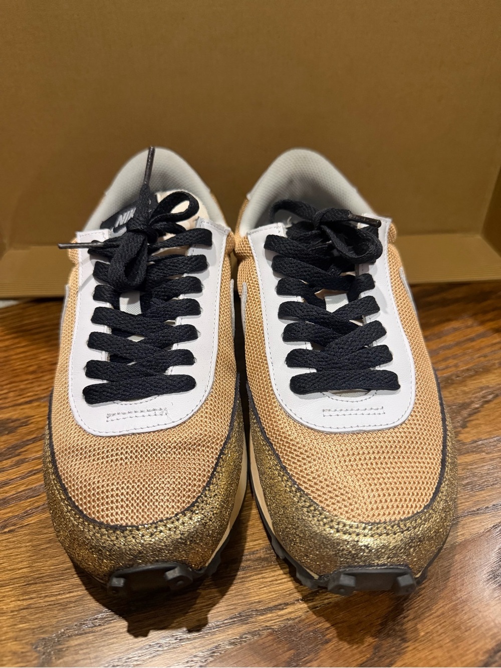 Nike Women’s Tan & Gold Sneakers with Black Laces